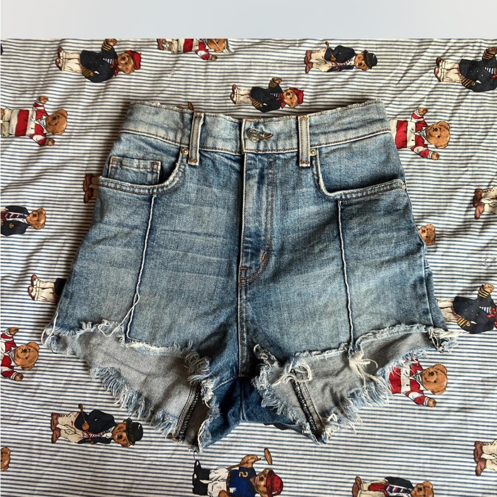 Denim Frayed Hem Women's Shorts
